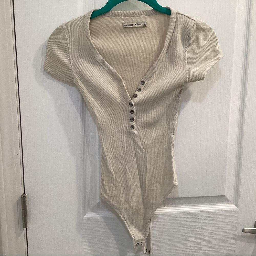 Abercrombie & Fitch Beige Ribbed Top bodysuit